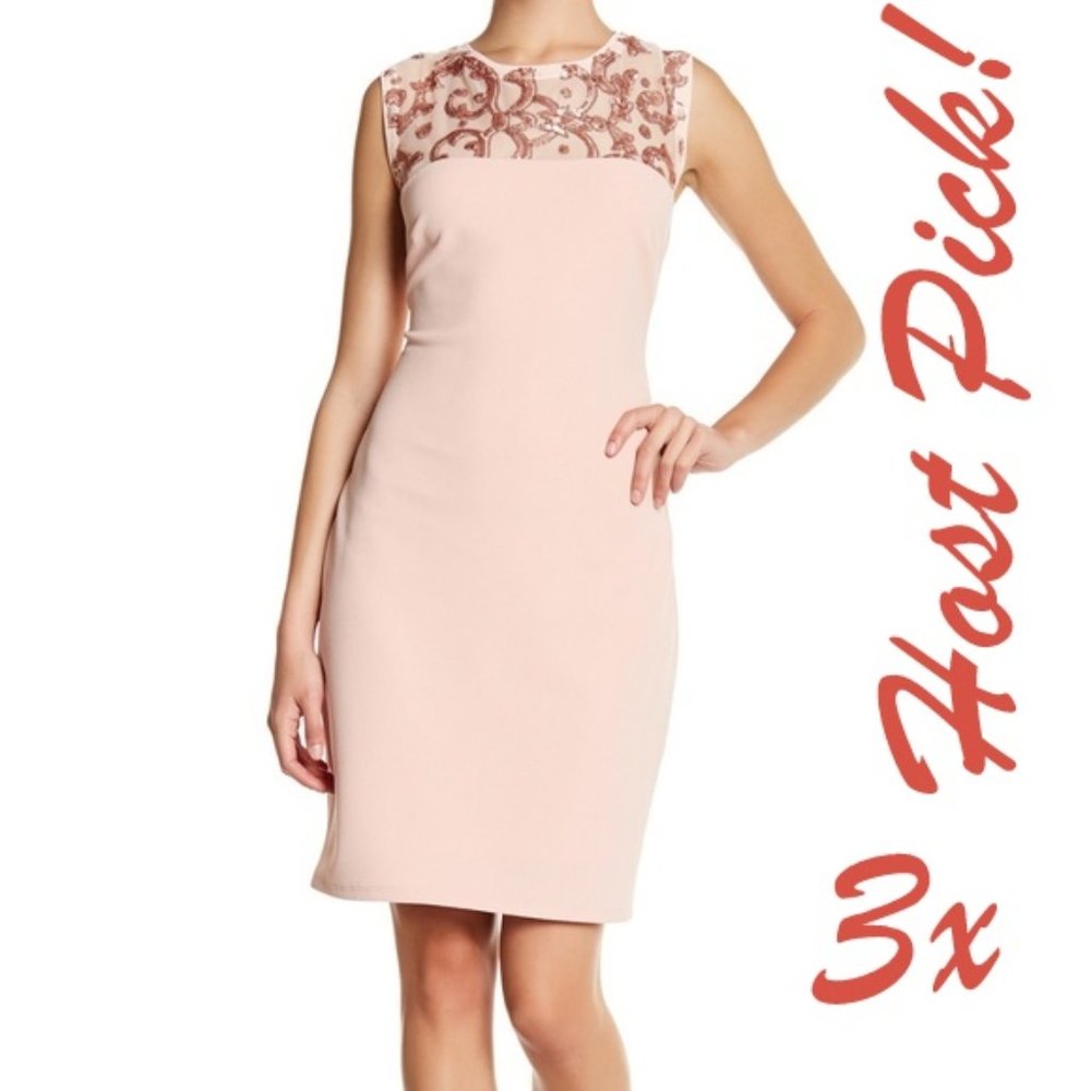 MARINA Petite 14 New Sequin Mesh Embroidered Top DRESS Sheath BLUSH Hot🔥 🎉HP🎉 - Picture 5 of 11
